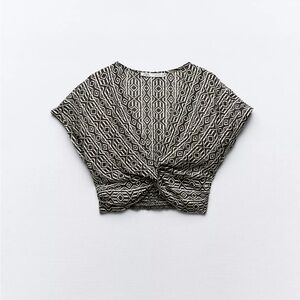 Geometric Black and White Women's Top